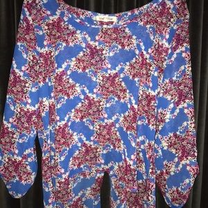 Blue and pink floral shirt